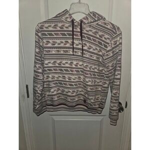 Rank 45 Mens Aztec Southwestern Geometric Hoodie Sweatshirt Burgundy Gray Size M